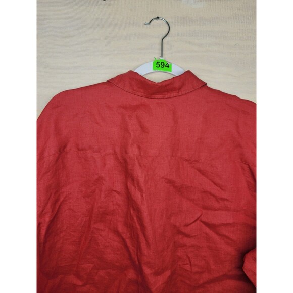 Elizabeth by Liz Claiborne Women's SZ 18 Tunic Button Up Shirt 100% Linen Red - Picture 9 of 10